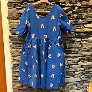 Hanna Andersson-Blue Rainbow Kids Dress with Pockets